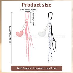 2Pcs 2 Colors Heart PU Leather & Polyester Rope Pendant Decorations&nbsp;HJEW-GF0001-62