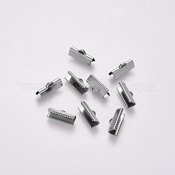 Non-Tarnish 304 Stainless Steel Ribbon Crimp Ends&nbsp;STAS-S112-001E-P
