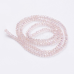 電気メッキガラスビーズセット  ABカラーメッキ  ファセットロンデル  パールピンク  3x2mm  穴：0.5mm  約135~140個/連  32~34cm&nbsp;X-EGLA-R048-2mm-31