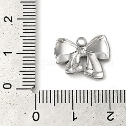 変色しない304ステンレススチールペンダント  ちょう結びチャーム  ステンレス鋼色  12.5x15x2mm  穴：2mm&nbsp;LS-STAS-Z074-02P-05