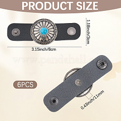 PUレザー6個、合金製スカーフクリップ付き  花  80x30x11mm&nbsp;FIND-CL0001-84A