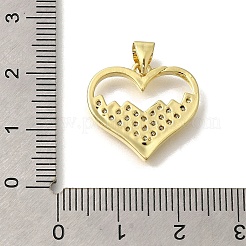 真鍮マイクロパヴェクリアキュービックジルコニアペンダント  ハートチャーム  18KGP本金メッキ  17.5x19x2.5mm  穴：4x3mm&nbsp;KK-M297-30G