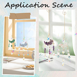 DIY Wire Wrapped Natural Amethyst & Kyanite & Green Aventurine & Opalite Chips Moon Hanging Suncatcher Making Kits&nbsp;DIY-SC0030-67
