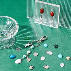 DIY Flat Round & Oval Stone Pendant Making Kit&nbsp;DIY-UN0003-08