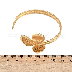 女性用304ステンレススチールカフバングル  クローバー  ゴールドカラー  1/4インチ（0.6cm）〜1-1/4インチ（3.2cm）  内径：2-1/8インチ（5.4cm）&nbsp;BJEW-D356-02B-G
