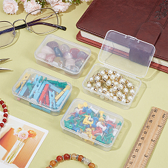 Ppプラスチックビーズ容器  ヒンジ付き蓋付き長方形ビーズ収納ケース  小物用  透明  7.5x5.15x2.1cm&nbsp;CON-WH0104-01A