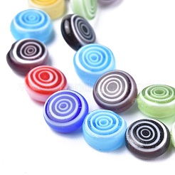 Flat Round Handmade Millefiori Glass Beads&nbsp;LK-R004-50