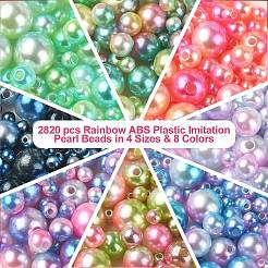 Rainbow ABS Plastic Imitation Pearl Beads&nbsp;OACR-YW0001-79