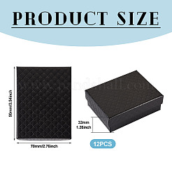 菱形の質感のある厚紙ギフト収納ボックス  長方形  ブラック  9x7x3.2cm&nbsp;CON-TAC0010-03A-06