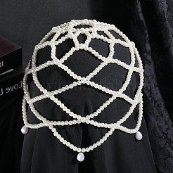 Imitation Pearl Alloy Mesh Headpiece Cap&nbsp;AJEW-WH20072-47