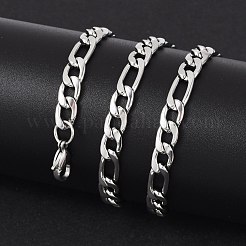 変色しにくいファッショナブルな304ステンレススチール製フィガロチェーンネックレス（男性用）  カニカン付き  ステンレス鋼色  21.65インチ（55cm）x6mm&nbsp;STAS-A028-N017P
