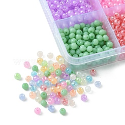 144g 12色 6/0イミテーションヒスイガラスシードビーズ  光沢  染め  ラウンド  ミックスカラー  4x3mm  穴：1.2mm  12 G /カラー&nbsp;SEED-YW0002-29