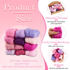 60G 12 Colors Needle Felting Wool Roving&nbsp;DIY-TA0012-85