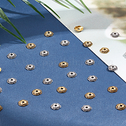 240色合金ビーズキャップ2個  花  ミックスカラー  6.5x2mm  穴：1.2mm  120個/カラー&nbsp;TIBE-LP0001-19