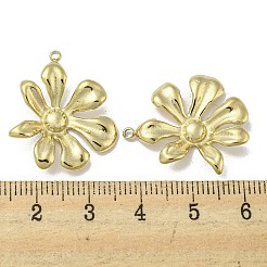 イオンプレーティング（IP）304ステンレスペンダント  花のチャーム  ゴールドカラー  24.5x21x4.3mm  穴：1.5mm&nbsp;STAS-E209-03G