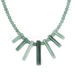Natural Green Aventurine Round Beaded Fan Bib Necklaces&nbsp;NJEW-N064-04E