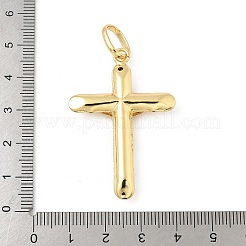 クロス真鍮のペンダント  ラックめっき  長持ちメッキ  カドミウムフリー＆鉛フリー  丸カン付き  18KGP本金メッキ  45x30.5x6mm  穴：9.5x6.5mm&nbsp;KK-M327-07B-G