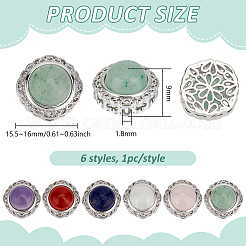 6Pcs 6 Styles Brass Pave Natural Amethyst & Rose Quartz & White Agate & Green Aventurine & Carnelian & Lapis Lazuli Multi-Strand Links&nbsp;KK-BC0015-17A