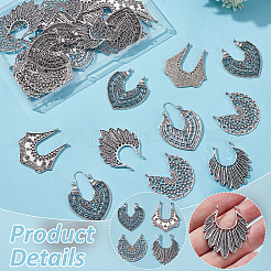 24pcs4スタイルチベットスタイルアロイペンダント  ボヘミアテーマ  アンティークシルバー  35~39x31~34mm  24個/セット&nbsp;FIND-PH0023-26
