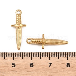 304ステンレスペンダント  剣型チャーム  ゴールドカラー  23.5x8.5x4mm  穴：1.8mm&nbsp;STAS-Z202-03G