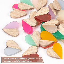 Resin & Wood Two Tone Cabochons&nbsp;DIY-OC0005-40