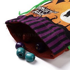 ハロウィンコットンクロス収納ポーチ  長方形巾着おやつ袋おやつ袋  キャンディーギフトバッグ用  お化け屋敷  21x14.5x0.4cm&nbsp;ABAG-A005-01C