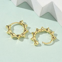真鍮製フープピアス  竹  長持ちメッキ  カドミウムフリー＆鉛フリー  18KGP本金メッキ  16x19x4mm&nbsp;EJEW-F383-05G