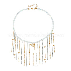 Alloy Bird Pendant Alloy Chain Tassel Glass Beaded Bib Necklaces for Women&nbsp;WG4F352-01