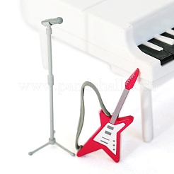 プラスチック楽器ミニチュア装飾品  マイクロランドスケープドールハウスアクセサリー  エレキギター  レッド  65~80mm&nbsp;PW-WGFB6BD-01