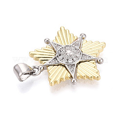 Brass Micro Pave Clear Cubic Zirconia Pendants&nbsp;KK-T080-14A-GP