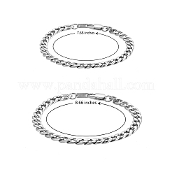 2セット2色カップルブレスレットセット  PVD真空メッキ304ステンレススチールキューバチェーンブレスレット  カニカン付き  ゴールデン·ステンレス鋼色  2個/セット&nbsp;BJEW-SZ0001-34
