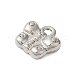 変色しない304ステンレススチールチャーム  蝶のチャーム  ステンレス鋼色  12x13x4mm  穴：1.8mm&nbsp;STAS-N103-23P