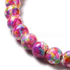 合成ターコイズ染色ビーズ連売り  ラウンド  フクシア  7~8x7~8mm  穴：1mm  約50個/連  14.29~14.65''（36.3~37.2センチメートル）&nbsp;G-E594-24F