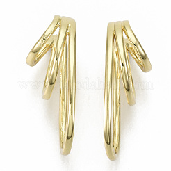 真鍮カフイヤリング  スプリットのピアス  ニッケルフリー  18KGP本金メッキ  35x23x10mm  内径：10x13mm&nbsp;EJEW-S201-204G-NF