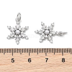 シーグレース真鍮ペンダント  スノーフレークチャーム  プラスチックパール付き  ニッケルフリー  925銀メッキ  17.5x13.5x4mm  丸カン：5x1ミリ  内径：3mm&nbsp;XGRQ29296-391P