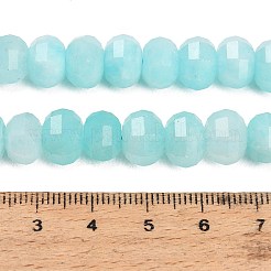 染め加工天然石ホワイトジェイドビーズ連売り  カボチャ  多面カット  ライトシアン  9.5~10x7~8mm  穴：1.2mm  約51個/連  14.76''（37.5センチメートル）&nbsp;GG-CBA9106-01O
