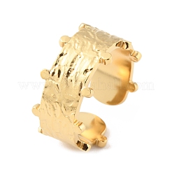 304ステンレススチールのテクスチャーオープンカフリング  14KGP本金メッキ  内径：17mm&nbsp;RJEW-D002-38G