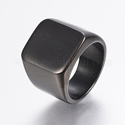 男性用304ステンレススチール印章バンドリング  広帯域指輪  長方形  ミックスカラー  17~22mm&nbsp;RJEW-G091-16