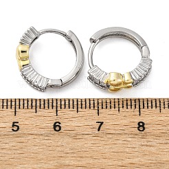 ブラスマイクロパヴェクリアキュービックジルコニアフープピアス  長持ちメッキ  鉛フリー＆カドミウムフリー  18KGP本金メッキ  蝶  15.5x17x6.5mm&nbsp;EJEW-H158-20B-GP