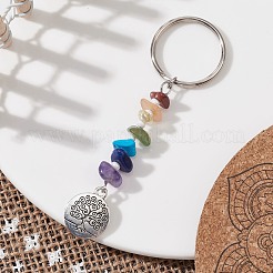Chakra Natural Gemstone Chips Keychains&nbsp;KEYC-JKC00550-04