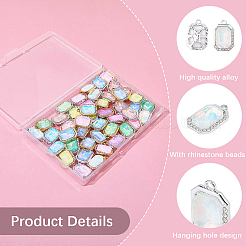 48Pcs 2 Colors UV Plating Alloy with Mixed Color Glass Rhinestone Pendants&nbsp;FIND-SC0023-45