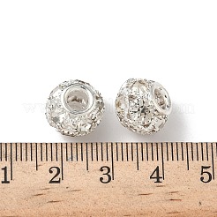 真鍮製のラインストーンビーズ  ロンデル  銀  12x10.5mm  穴：4mm&nbsp;KK-A267-03C-01S