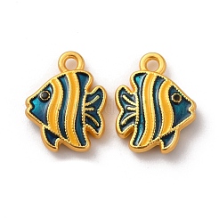 合金エナメルチャーム  マットゴールドカラー  魚  ブルー  13.5x11x3mm  穴：1.5mm&nbsp;ENAM-B056-01G-01