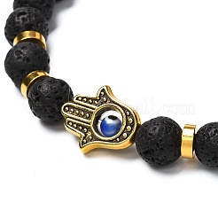 Natural Lava Rock Beads Stretch Bracelet&nbsp;BJEW-JB06885