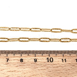 3.5mm ユニセックス 304ステンレススチール製 テクスチャード加工ペーパークリップチェーンネックレス  ゴールドカラー  16.73インチ（42.5cm）&nbsp;NJEW-P356-01G