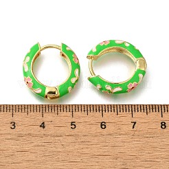 Rack Plating Flower Brass Enamel Hoop Earrings&nbsp;EJEW-H143-13G