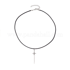 Alloy Sword Pendant Necklace with Waxed Cords&nbsp;X-NJEW-JN04473