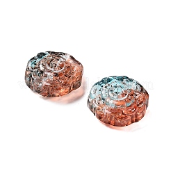 スプレー塗り透明ガラス・ビーズ  花のチャーム  砂茶色  15x15x6mm  穴：1.2mm&nbsp;GLAA-D038-01I