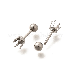 304ステンレススチールスタッドピアス金具  ステンレス鋼色  トレイ：4mm  15x5mm  ピン：1mm&nbsp;STAS-F311-18P-02B