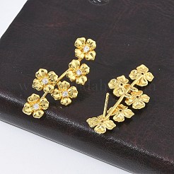 Brass Micro Pave Cubic Zirconia Stud Earrings for Women&nbsp;EJEW-A167-24G
